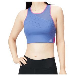 New Balance Q Speed Shape Sheild Sports Bra Blue Pink No Pads Cross Straps Small